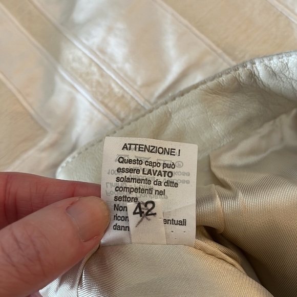 Blue Deep White Genuine Leather Pencil Skirt with Front Slit, NWT - Picture 10 of 16